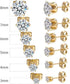 6Pairs 14K Gold Plated Cubic Zirconia 3/4/5/6/7/8mm Stud Earrings For Men Women