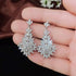 Luxury Leaf Drop Dangle 18K White Gold-Plated Cubic Zirconia Bridal Earrings