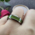 Men 8mm Titanium Beveled-Edges Green Carbon Fiber Inlay Comfort-Fit Wedding Band