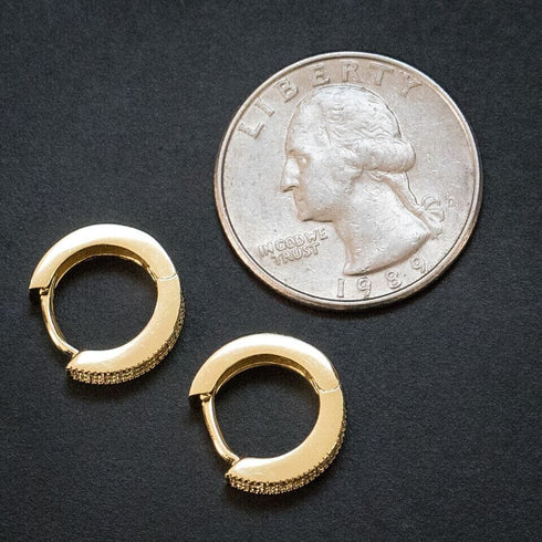 Exquisite Micro Pave 18K Gold Plated 2 Row Cubic Zirconia Men Women Hoop Earring