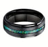 Tungsten Beveled Edges Black Emerald Opal Siderite 8mm Wedding Band