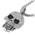 Iced Out 14K White Gold Plated Cubic Zirconia Sugar Skull Head Pendant Necklace
