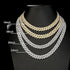 2-Pc ICED OUT 14K Gold Plated Gold/Silver CZ Cuban Chain Bracelet & Necklace Set