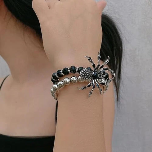 Punk Gothic Layered Tassel Hallow Spider Women Halloween Bracelet