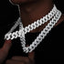 2-Pc Men FULLY ICED Thick 14K Gold Plated CZ Miami Cuban Link Necklace & Bracelet