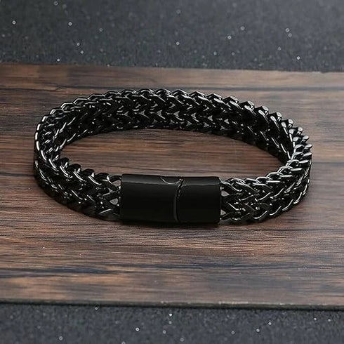 Stylish Men's High Quality Titanium Steel Double Curb Chain Magnetic Bracelet