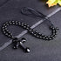 Good Luck Amulet Obsidian Cross Beaded Pendant Necklace