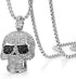 Iced Out 14K White Gold Plated Cubic Zirconia Sugar Skull Head Pendant Necklace
