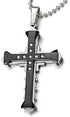 Titanium Stylish & Elegant Black/Gold Cubic Zirconia Cross Pendant Necklace