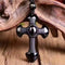 Good Luck Amulet Obsidian Cross Beaded Pendant Necklace