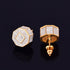 Dazzling 11MM 18K Gold Plated True Micro Pave Cubic Zircon Octagon Men Women Stud Earrings