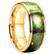 Green Dyed Elder Wood Inlay Comfort-Fit Polished 8mm Titanium Wedding Band