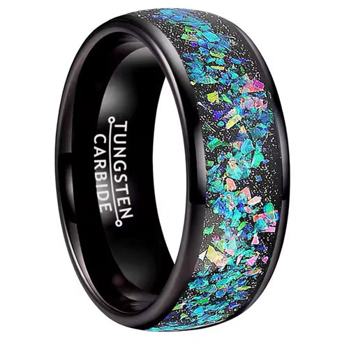 Celestial Galaxy & Meteorite Inspired Comfort-Fit 8mm Black Titanium Wedding Band