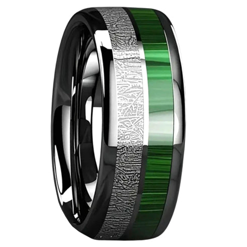 Green Marble/Blue Galaxy & Meteorite Comfort-Fit 8mm Titanium Wedding Band