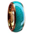 Gold Turquoise Domed Polished Carbon Fiber Comfort-Fit 8mm Tungsten Wedding Band