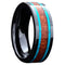 Turquoise Wood Comfort-Fit Polished Carbon Fiber 8mm Titanium Wedding Band