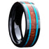Turquoise Wood Comfort-Fit Polished Carbon Fiber 8mm Titanium Wedding Band