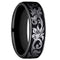 Grey & Black Vintage Scrollwork Design Comfort-Fit 6mm Titanium Wedding Band