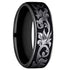 Grey & Black Vintage Scrollwork Design Comfort-Fit 6mm Titanium Wedding Band