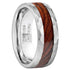 Silver with Ironwood Inlay Comfort-Fit Polished 8mm Titanium Wedding Band