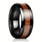 Black Hawaii Koa Wood Beveled-Edges Polished 8mm Tungsten Wedding Band