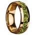 Gold Plated Green Galaxy Crystal Glow Comfort-Fit 8mm Titanium Wedding Band