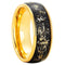 Yellow Gold Leaf & Black Sandstone Comfort-Fit 8mm Titanium Wedding Band