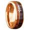 Rose Gold Cupid's Arrow Koa Wood Inlay Comfort-Fit 8mm Tungsten Wedding Band
