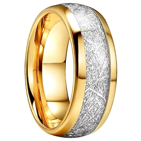 Meteorite Inlay Comfort-Fit Polished 8mm Titanium Engagement Wedding Band