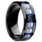 Black/Blue Laser Skull Carbon Fiber/Matte Black CZ 8mm Titanium Wedding Band