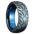 Titanium Motorcycle Tire Tread Pattern & Anodized Inlays Non-Fading 8mm Band